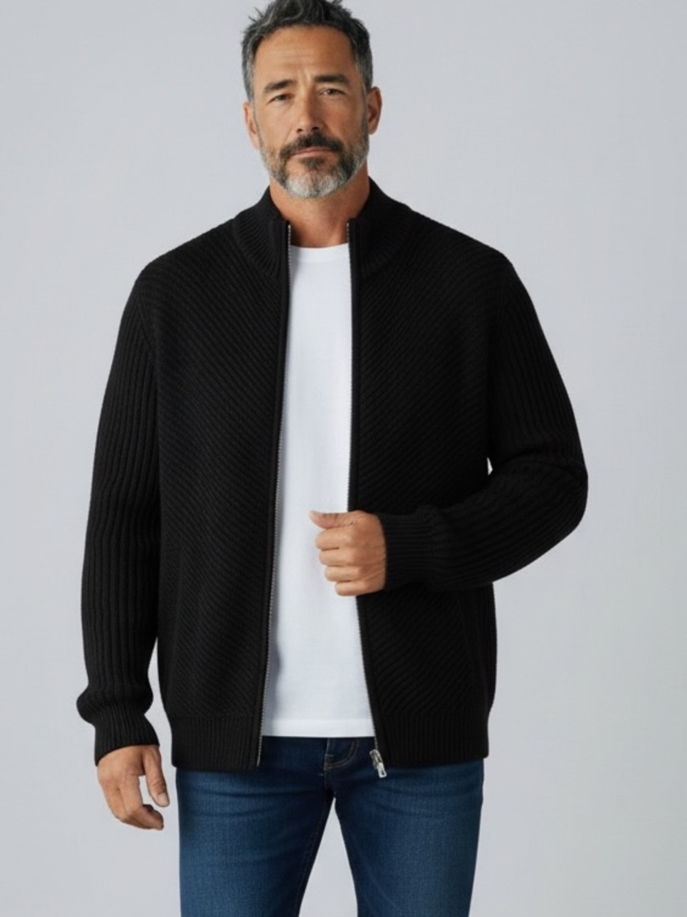 NEW BANANA REPUBLIC BLACK FULL ZIP CARDIGAN SWEATER SZ XXL